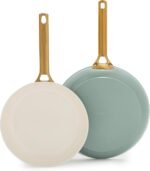 GreenPan Nonstick Reserve Pro 10” & 12” Frying Pan Set, NSF Certified Ceramic, Hard Anodized PFAS-Free Skillets, Stainless Steel Handles, Oven & Dishwasher Safe, Moss Green - Image 2