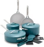 GreenPan Nova 10-Piece Cookware Pots & Pans Set, Oprah’s Favorite Things 2024, PFAS-Free Ceramic Nonstick, Fry, Sauté, Stockpot, Utensils, Lids, Induction Suitable, Dishwasher & Oven Safe, Deep Teal - Image 2