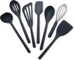 GreenPan Silicone 7 Piece Cooking Utensil Set, Ladle, Turners, Spatula, Spoons, Whisk, Flexible Nonstick Kitchen Tools Rigid Steel Core, Heat-Resistant, Anti-Slip Handle BPA-Free Dishwasher Safe, Gray - Image 2