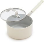GreenPan x Bobby Flay 1.67QT Nonstick Saucepan with Glass Lid, PFAS-Free Diamond Ceramic, Induction Suitable, Stay-Cool Silicone Handle, Easy Clean Dishwasher & Oven Safe, Chef Pan, Cream - Image 2