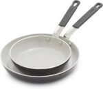 GreenPan x Bobby Flay 2 Piece- 8” and 10” Nonstick Frying Pan Skillet Set, PFAS-Free Diamond Ceramic, Induction Suitable, Stay-Cool Silicone Handle, Easy Clean Dishwasher & Oven Safe, Graphite - Image 2