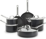 GreenPan x Bobby Flay Hard Anodized Nonstick 10 Piece Cookware Set, PFAS-Free Ceramic Pots & Pans, Induction Suitable, Frypans, Saucepans Saute, Stockpot, Glass Lids, Dishwasher & Oven Safe, Black - Image 2