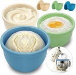 GuanQiao Silicone Bowl Liners for 5 Qt KitchenAid Mixers, 3 Liners with Lids, Blue/Beige/Green - Image 2