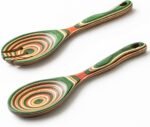 Gudamaye Pakkawood Wooden Salad Server Set,10.5 inch Salad Tongs for Serving including Salad Mixing Dinner Fork and Spoon,Long Handle Salad Server Set - Image 2