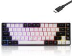 Guiheng Wired Portable 60% Mechanical Gaming Keyboard,RGB LED Backlit Compact 68 Keys Mini Wired Office Keyboard with Red Switch for Windows Laptop PC Mac - White - Image 2