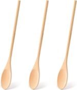 HANSGO 3PCS Wooden Spoons for Cooking, 12 Inch Long Handle Mixing Spoons for Baking, Tasting, Stirring Food, Hot Soups, Large Wooden Utensils for Nonstick Cookwares, Thoughtful Kitchen Gifts - Image 2
