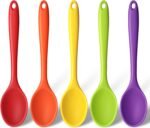 HANSGO 5PCS Small Silicone Spoons, 8 Inch Silicone Mixing Spoons for Baking, Cooking, Tasting, Quiet Stirring Hot Cocoa, Sauce, Risotto, Safe & Nonstick, Kitchen Gifts for Women, Cooking Gifts for Men - Image 2