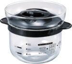 HARIO XRCN-2-B Glass Microwave Rice Pot, 1 to 2 Cups, For Microwaves, Black, 1 to 2 Cups, Made in Japan - Image 2