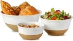 HASENSE Ceramic Mixing Bowls, Large Serving Salad Pasta Bowls Set, 2.1/1.0/0.5 Qt for Entertaining, White Nesting Batter Bowls for Prepping Baking, Dishwasher Microwave Safe, Set of 3 - Image 2