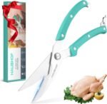 HAUSHOF Kitchen Shears for Food, Heavy Duty Poultry Shears, Stainless Steel Sharp Kitchen Scissors with Serrated Blade, One-Piece Handle, Spring, Safety Lock, 10" Food Scissors for Bones, Meat, Fish - Image 2