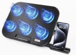 HAVIT Laptop Cooling Pad with 6 Quiet Fans and Adjustable Heights for 12-14.1 Inch Laptops, Dual USB Ports, Phone Holder, Efficient Cooling Stand for Heat Dissipation - Image 2
