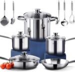 HOMICHEF 14-Piece Nickel Free Stainless Steel Cookware Set - Nickel Free Pots and Pans Set - Non-Toxic, Healthy Induction Cookware - Image 2