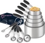 HOTEC 10-PACK Measuring Cups and Spoons Set, Kitchen Gadagets Cooking Baking,Heavy Duty & Dishwasher Safe for Dry and Liquid Ingredients,Black - Image 2