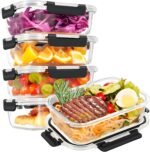 HOTEC 35OZ Glass Food Storage Container, Airtight Glass Lunch Fruit Containers with Lids - Microwave, Oven, Freezer and Dishwasher Safe, 4-PACK - Image 2