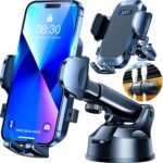 HTU 2026 Upgraded [True Military-Grade] Car Phone Holder【Safety Certs & No Smell】 Cell Phone Holder for Car Mount for Dashboard Windshield Air Vent Long Arm Thick Case,Black - Image 2