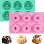 HUAKENER 2 Pcs Mini Fluted Cake Pan, 6-Cavity Fluted Tube Cake Pan, Non-stick Silicone Baking Mold for Cupcakes, Donuts, Cornbread, Brownies, Jellies - Image 2
