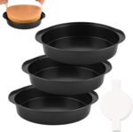 HUAKENER 8 Inch Cake Pan - Set of 3 Round Cake Pans with 100 Pieces Parchment Paper, Non-stick Cake Baking Pans with Handle, Dishwasher Safe - Image 2