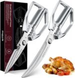 HUUSK Kitchen Scissors Set Silver - Stainless Steel Kitchen Shear, Sharp Meat Scissors Dishwasher Safe, Heavy Duty Poultry Shears, Japanese Cooking Scissor for Food, Christmas Gifts for Men Women - Image 2