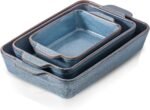 HVH 9x13 Baking Dish Set, Large Casserole Dishes for Oven, Ceramic Bakeware Set of 3, Rectangular Lasagne Pan Deep for Baking (Wabi sabi) - Image 2