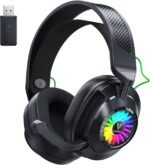 HW10 Wireless Gaming Headset for PS5, PS4, PC, Switch, Mac, 2.4GHz Wireless Gaming Headphone with Flip Noise Canceling Mic, 50H Battery, 50mm Drivers, RGB Lights (Cool Black) - Image 2