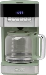 Haden Coffee Machine, 12-Cup Programmable Drip Coffee Maker with Auto Shut-Off Function and Reusable Washable Water Filter, Green & Chrome - Image 2