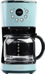 Haden Coffee Machine, 12 Cup Programmable Drip Coffee Maker with Auto Shut-Off Function and Reusable Washable Water Filter, Turquoise & Chrome - Image 2
