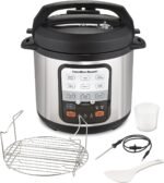 Hamilton Beach 6-in-1 Electric Pressure Cooker with Temperature Probe, Slow Cooks, Sautés, Browns, Steams, Rice Function, Egg and More, 6 Quart Capacity, Stainless Steel (34506) - Image 2