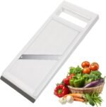 Hand Mandoline Slicer,Portable Handheld Vegetable Mandoline Slicer with Stainless Steel Blade, Cucumber Clicer Thin for Vegetables,Fruits,Potatoes,Cheese,Carrots,Quick Uniform Slice,White - Image 2