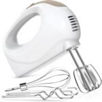 Hand mixer - 5 Speed Portable Kitchen Mixer Electric Handheld with 5 Stainless Steel Accessories Whisk, Food Beater, ‌Ivory - Image 2