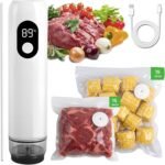 Handheld Vacuum Sealer for Food with Smart Voltage Display, Compact Portable Sealing Machine with 30 Reusable Bags (15 M 8.27×8.66 in, 15 L 10.24×11.02 in) and 2 Bag Clips - Image 2