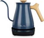 Harriet Gooseneck Electric Kettle - 1200W Fast Heat, 0.8L Stainless Steel, Precision Temp Control & Timer, Wood Handle, Pour Over Coffee and Tea, Blue - Image 2