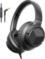 Headphones Wired with Microphone, Over Ear Foldable 3.5mm Plug in Headphones with 4.9ft Tangle-Free Nylon Cord for Tablet, Laptop, MP3/4, School, Airplane Travel (Black) - Image 2