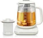 Health Pot, 1.5L Double-Layer Glass Electric Kettle with Stew Pot, 9-in-1 Multi-Function Tea Maker for Soup, Porridge, Herbal Tea, Stainless Steel Base, Glass Touch Panel, Programmable - Image 2