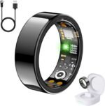 Health Tracker Ring, Smart Health Ring for Women Men with Heart Rate, Blood Oxygen, Sleep Monitor, Steps,Calories, No Subscription Fee, IP68 Waterproof Smart Ring for iPhone & Android (Black, 13) - Image 2