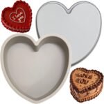 Heart Shaped Cake Pans 8 Inch – Set of 2 Nonstick Silicone Heart Cake Pan for Baking, Oven & Microwave Safe Molds – Durable, Easy-Clean Matte Surface - Grade Novelty Shaped Cake Pans (Gray) - Image 2