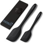 Heat Resistant 600℉ Silicone Spatula, BPA Free Mixing Spatulas set Dishwasher Safe for Nonstick Cookware, Black - Image 2