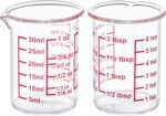 High Borosilicate Glass Measuring Cup with V-Shaped Spout, 30ml (1oz) | Pack of 2 – Precision Glass Measuring Cup for Kitchen & Bar - Image 2
