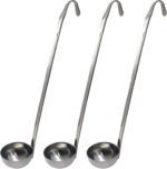 Hitefu 3 Pcs Stainless Steel Soup Ladle Set with Pouring Rim & Long Hooked Handles for Cooking, Serving Soup, Sauce, Stews (1 oz) - Image 2
