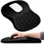 Hokafenle Ergonomic Mouse Pad Wrist Support with Massage Design, Wrist Rest Pain Relief Mousepad with Memory Foam&Non-Slip PU Base, Mouse Pads for Wireless Mouse & Desk (12x8 inch,Black) - Image 2