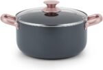 Holstein housewares 5QT Ceramic Non-Stick Casserole, Family Size Stock Pot, Stainless Steel Dual Handles & Glass Lid. Universal Base, Induction Compatible. Use to Marinate, Cook & Serve - Image 2