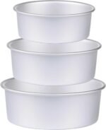 HomeMall Round Cake Pan Set of 3 (6 x 3 inch/8 x 3 inch/10 x 3 inch), Aluminum Baking Pans for Layer Cakes, Heavy Duty Non-Stick, Evenly Baking Tools for Home Kitchen, Birthday Wedding Anniversary - Image 2