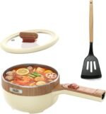 Hot Pot Electric, 1.5L Portable Stainless Steel Sauté Pan Electric Pot for Cooking Ramen, Pasta, Soup with Power Adjustment for Dorm Home Travel (Silicone Spatula Included) - Image 2