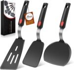 Hotec Silicone Spatula Turner for Nonstick Cookware, Cooking Spatulas 600°F Heat Resistant Large Flexible Rubber Spatula Set of 3, Kitchen Utensils for Flipping Eggs, Burgers, Pancakes, Crepes - Image 2