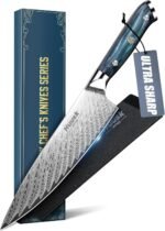 Huusk 8" Chef Knife, Stainless Japanese Kitchen Knife with Ergonomic Resin Handle & Sheath, Sharp Kitchen Knives Full Tang, Japanese High Carbon Steel Cooking Knifes, Gifts for Men and Women - Image 2
