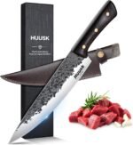 Huusk 8-inch Chef Knife from Japan, Professional Hand Forged Kitchen Knives, Japanese Gyutou Chef Knives, High Carbon Steel Cooking Knife for Meat Sushi Vegetables, Gift for Men and Women - Image 2