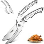 Huusk Kitchen Scissors All Purpose Poultry Shears Heavy Duty Ultral Sharp Detachable Kitchen Shears for Chicken Bone Turkey Silvery Stainless Steel Cooking Shear Thanksgiving - Image 2