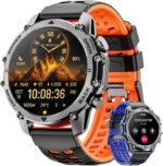 Hwagol Smart Watches for Men (Call/Notification),1.52'' Military Smart Watch, Two Style Kits,Flashlight,100+Sport Modes/Heart Rate/Sleep Monitor/Pedometer (Orange-Blue) - Image 2
