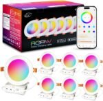 ILC 4 Inch LED Reccessed Downlights Compatible with Alexa (Hub Required), 10W, APP Controlled, RGB Color Changing, 2700K-6000K, 100W Equivalent, Recessed Ceiling Lights,Bluetooth MESH (6 Packs) - Image 2
