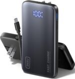 INIU Portable Charger for iPhone with Wall Plug, 45W 10000mAh Fast Charging Power Bank with Built-in USB C Cable, Travel Essentials, Battery Pack for iPhone 17 16 15 Series, Samsung, MacBook, etc. - Image 2
