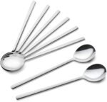 IQCWOOD Spoons, 8 Pieces Korean Spoon, 8.5 Inch Stainless Steel Table Soup Spoons with Long Handles for Home, Kitchen, or Restaurant Flatware Set - Image 2